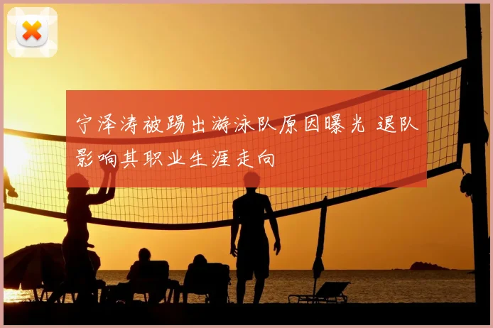 宁泽涛被踢出游泳队原因曝光 退队影响其职业生涯走向